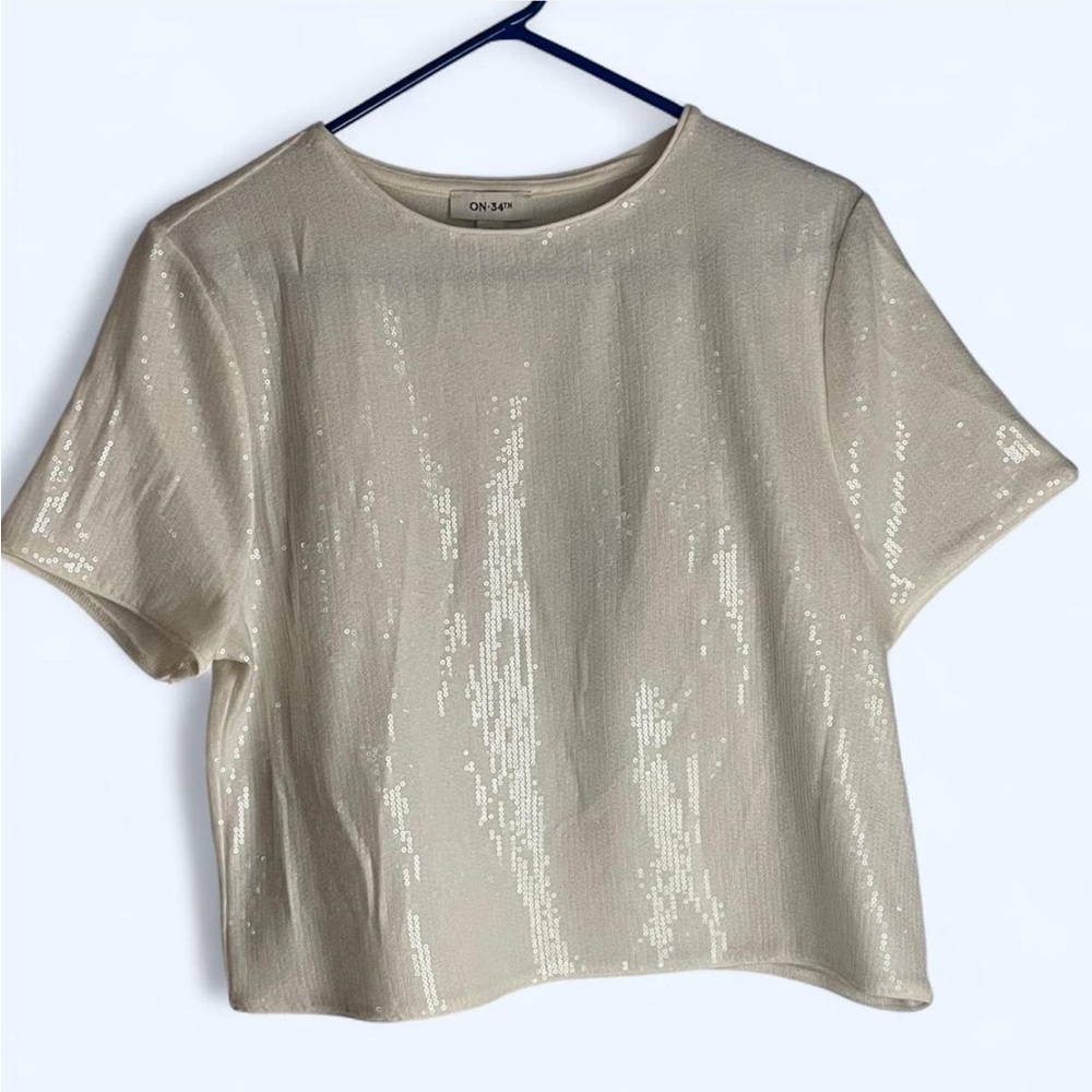 ON 34th NEW White Sequin Top